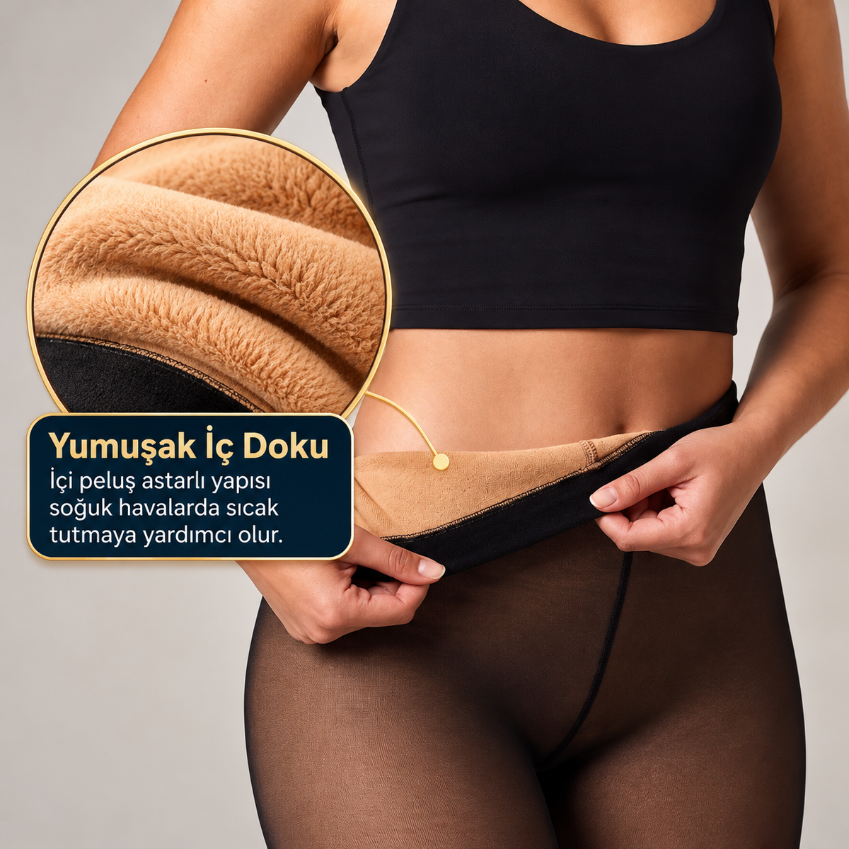 Nover™ İçi Peluş, Toparlayıcı & Termal Şeffaf Görünümlü Tayt