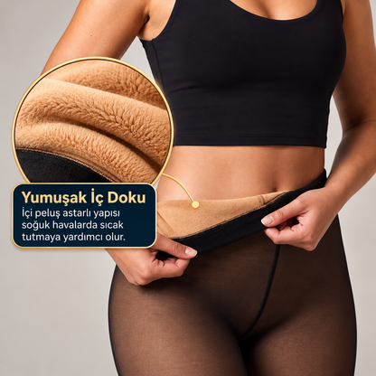 Nover™ İçi Peluş, Toparlayıcı & Termal Şeffaf Görünümlü Tayt